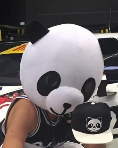 Jonny Castro, founder of PandaBet, wearing a panda mascot head